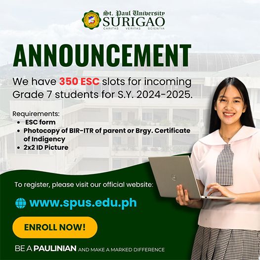 SPUS has been granted with 350 ESC slots for incoming Grade 7